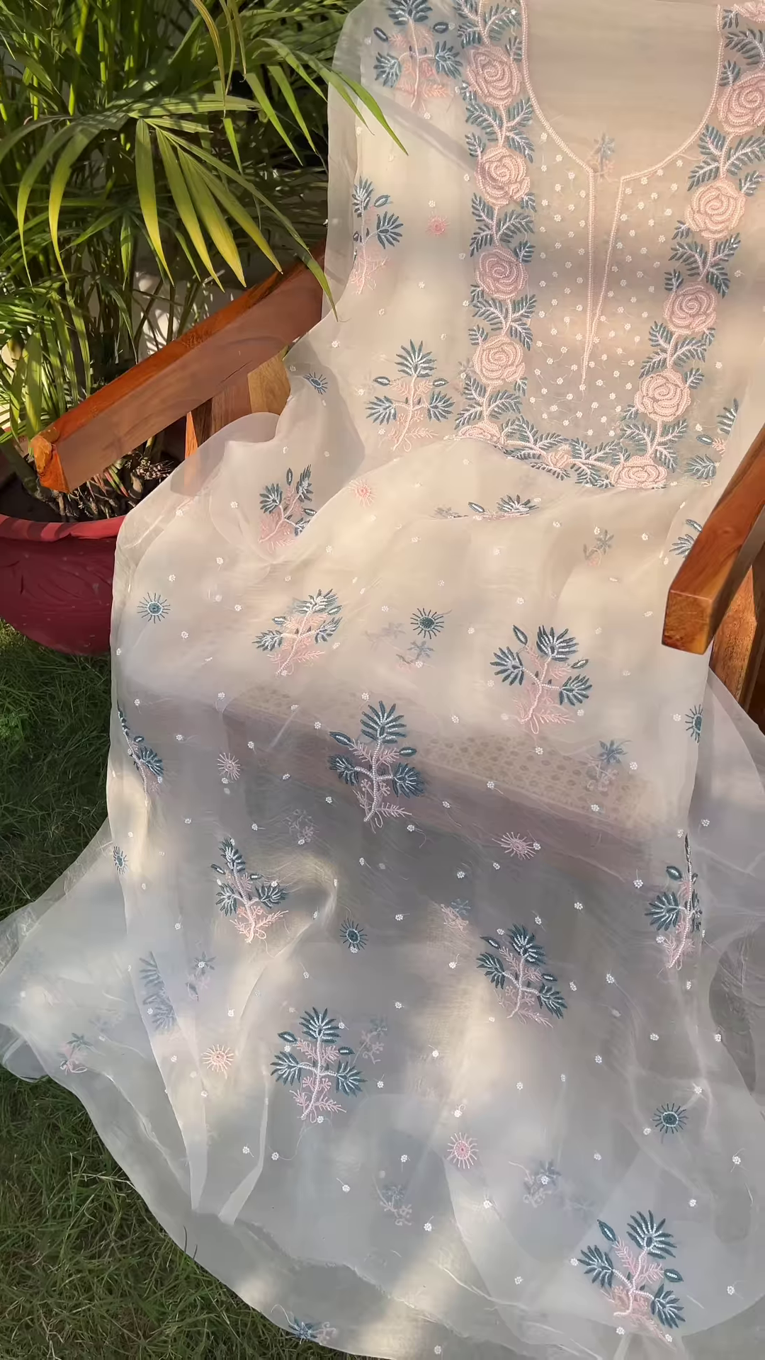 Women’s Floral Embroidered Flared Kurta Set with Dupatta