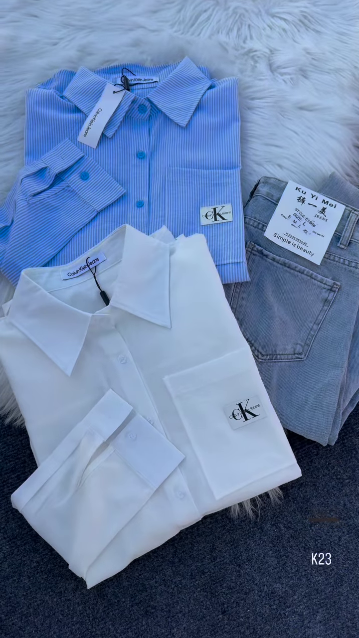 Classic Striped & Solid Button-Down Shirt – Effortlessly Chic - Image 2