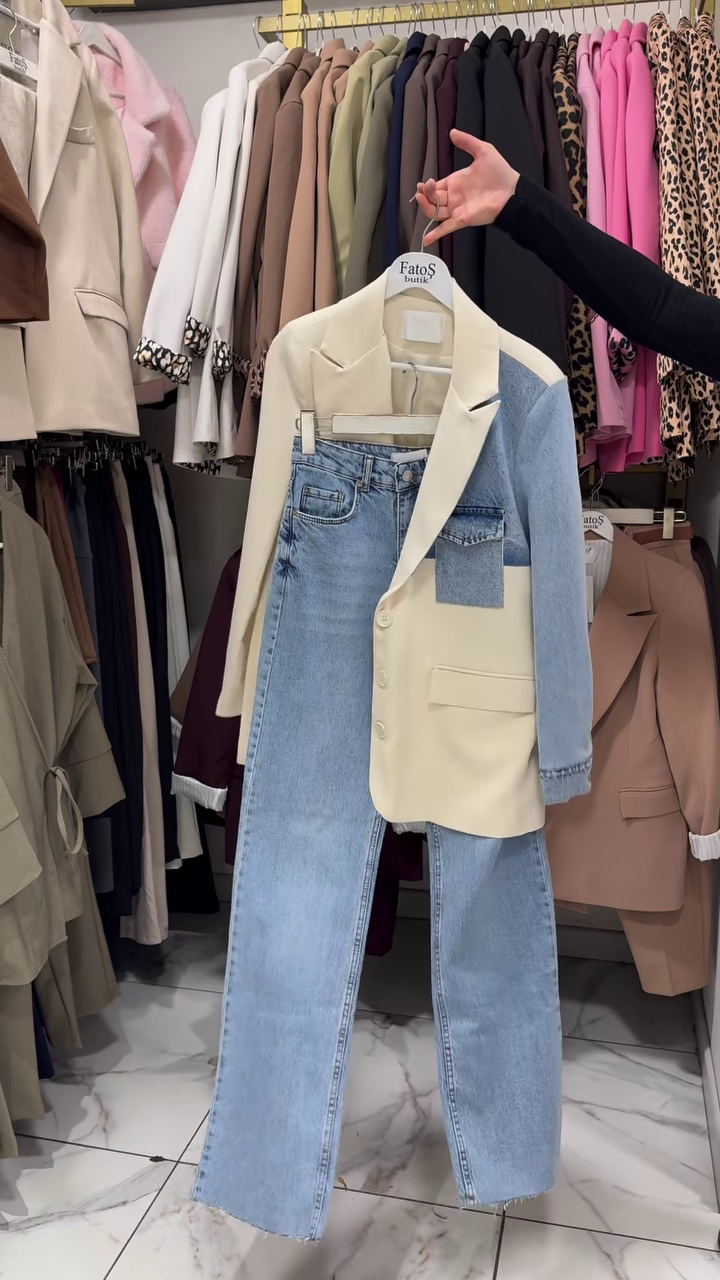 Trendy Denim & Blazer Co-Ord Set – A Chic Fusion of Style