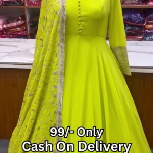 bright colour printed anarkali kurti set