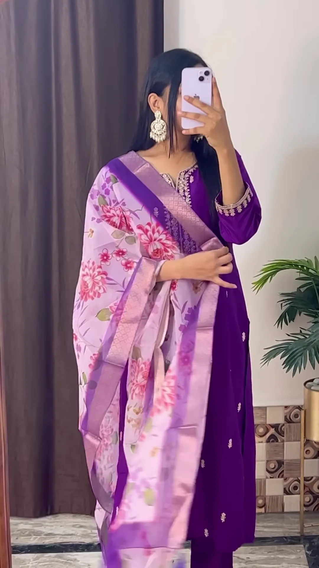 yellow coloured Handwork Kurti With Pant & Fancy Organza Dupatta - Image 6