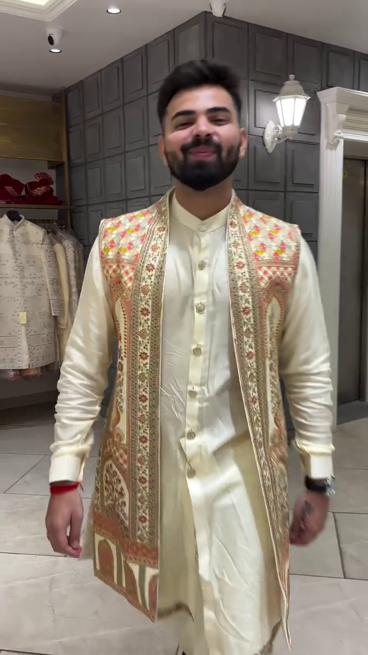 Elegant Men's Indo-Western Kurta Set with Vibrant Embroidery - Multiple Variants - Image 6