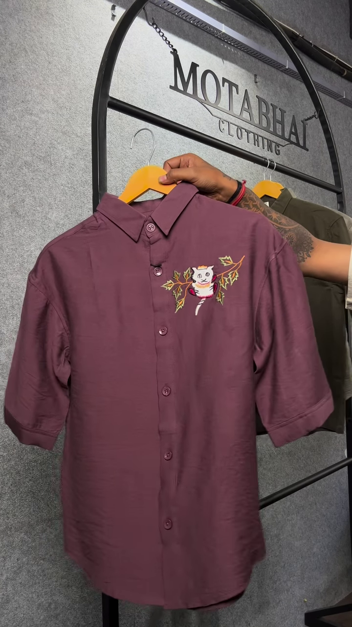 Casual Cotton Shirt – Unique Bird Embroidery - Image 2