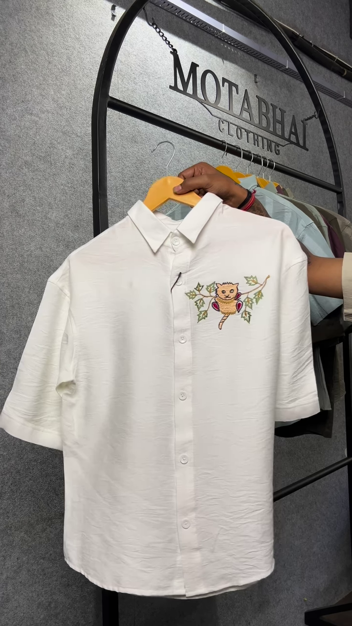 Casual Cotton Shirt – Unique Bird Embroidery - Image 7