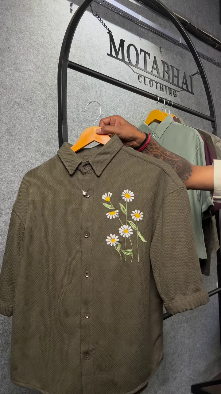 Casual Cotton Shirt – Unique Bird Embroidery - Image 5