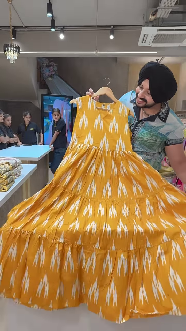 Floral Printed Light Base Dress with Matching Blue Embroidered Jacket for Women - Image 4