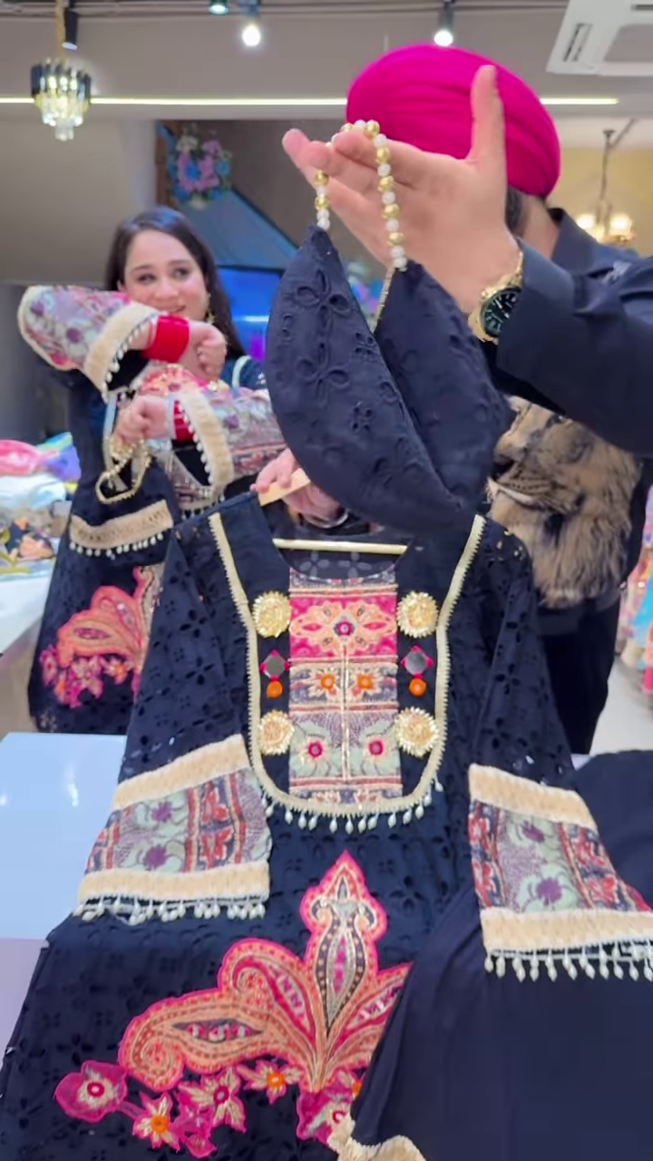 Black Embroidered Ethnic Dress with Multicolor Floral and Geometric Patterns, Tassel Accents - Image 2